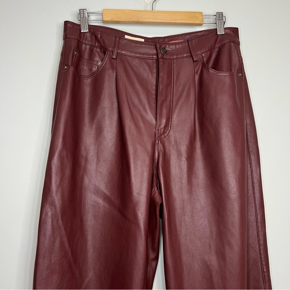 Anthropologie pilcro Burgundy Cropped Pants leather size 30 - Picture 3 of 10